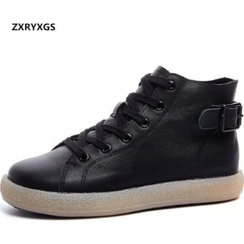 ZXRYXGS Cross Straps Full Genuine Leather Shoes Woman Sneakers Casual Shoes 2020 New Fashion Sneakers Flat Shoes White Black