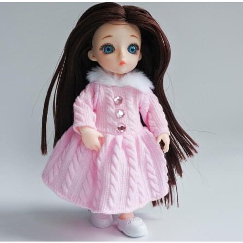 1/12 16CM BJD Dolls 3D Eyes 13 Joints Moveable Nude Body DIY Straight Gold Grey Hair Female Body Doll Toy