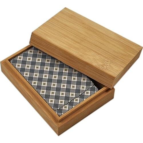 1 Deck Playing Cards Bamboo Wooden Candy Storage Box Poker Receive A Case