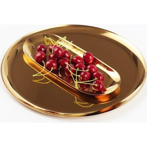 20pcs/lot wholesale plateau marble tray metal tepsi Golden round plate Jewelry storage tray Danish plateau en bois simple home