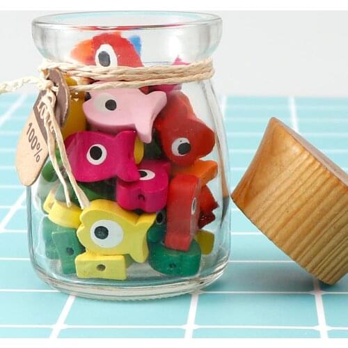 25Pcs Cute Cartoon Fishes Colorful Wooden Beads Wood Bead For Jewelry Making Footprint Mixed Color For DIY Pacifier Clips Making