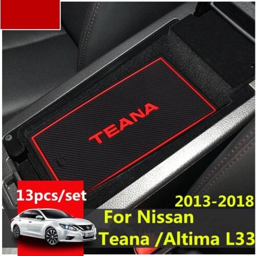 3D Rubber Mat Lnterior Anti Slip Mat Door Slot Pad Cup Cushion Groove Mat For Nissan Teana Altima L33 2013-2018 Car Accessories