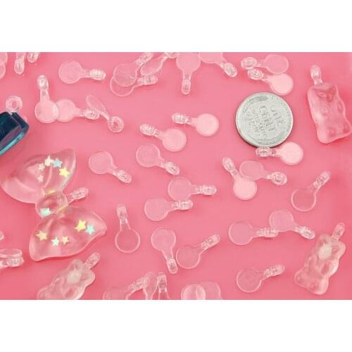 50pcs Plastic Bails - 15mm Clear Round Transparent Plastic Bails - make cabochons into charms