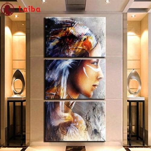 5D Diamond Painting Abstract art, painted woman Full Square Round Drill Embroidery Cross Stitch 5D icon gift Home Decor mosaic