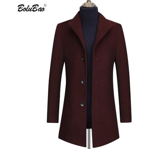 BOLUBAO New Woolen Coat Mens Winter Long Over-the-knee Coat Trend Clothing Thick Warm Loose Woolen Mens Windbreaker Jacket