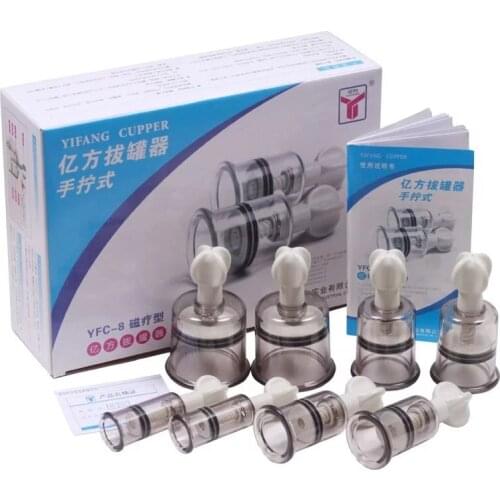 Hot sale 8Pcs Easy Hand Twist Rotary Magnetic Cupping Set Nipple Enlargement NO-Pump Suction Enlarger Kit 8 tanks