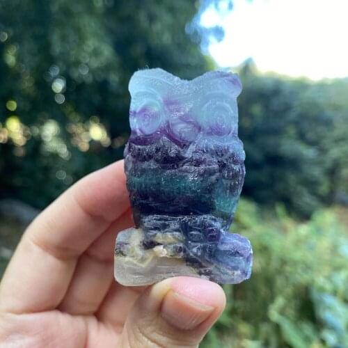 Figurine Owl Miniature Handmade Natural Stone Carved Craft Seal Animal Statue Healing Mineral Gemstone Fengshui Home Decorations