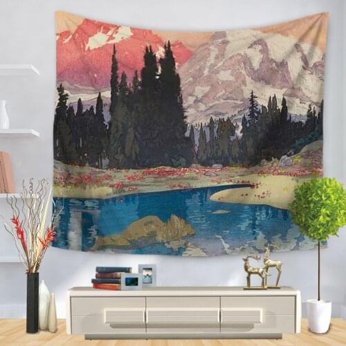 Tapestry Wall Hanging Forest Tree Landscape Hippie Abstract Oil painting Dorm Home Decor Mandala Wall Carpet