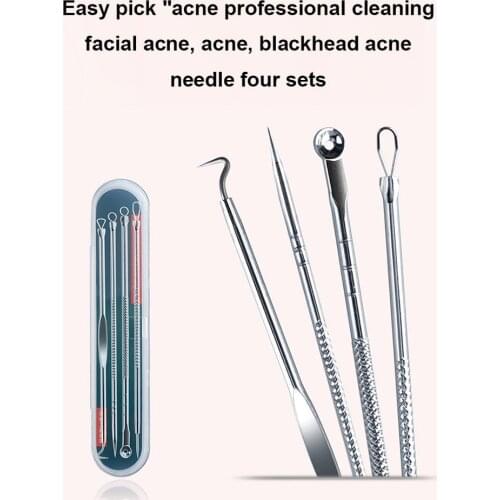 4pcs/set Blackhead Comedone Acne Pimple Blackhead Remover Tool Spoon for Face Skin Care Tool Needles Facial Pore Cleaner