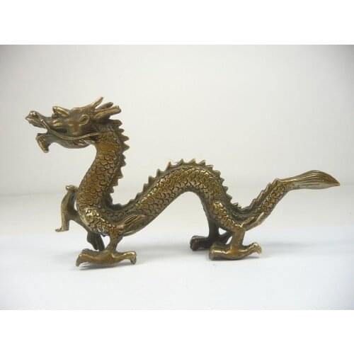 Small Chinese copper carved dragon statue decoration