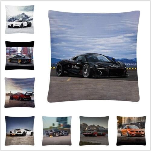 Art Modified Punk Car Cartoon Pattern Soft Short Plush Cushion Cover Pillow Case for Home Sofa Car Decor Pillowcase 45X45cm