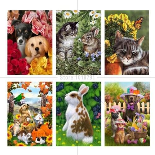 Diy 5d diamond painting cross stitch kits full square diamond embroidery Flower Dog Cat mosaic painting