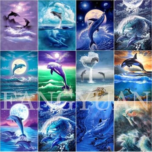 DIY Dolphin 5D Accessories Kits With Diamond Painting Full Round Drill Embroidery Mosaic Cross Stitch Resin Wall Art Home Decor