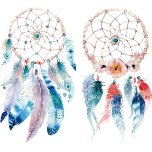 NEW Feather Dream Catcher Patches For Clothing Iron On Patches For Clothes Diy Applique For T-shirts Easy To Use Non-toxic Washa