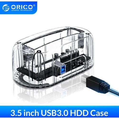 ORICO 3.5 Transparent HDD Enclosure USB 3.0 5Gbps to SATA3.0 HDD Docking Station UASP 8TB Drives for Notebook Desktop PC