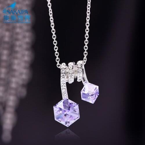 Fantastic Dragon Square Pendant Necklace Silver Color For Women Jewelry Austrian Crystal Necklace Birthday Gift NA710154