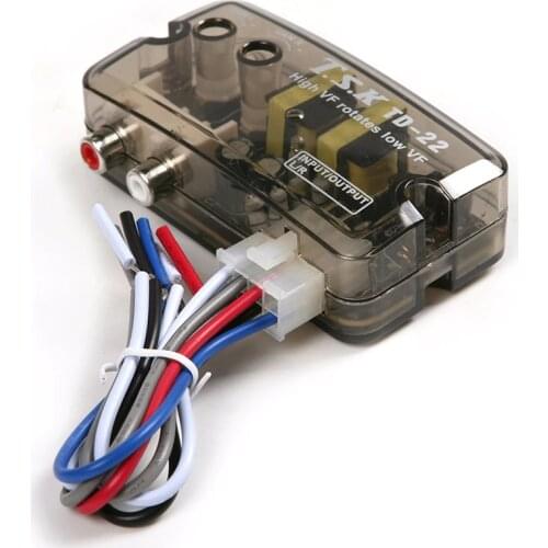 Speaker to RCA Line With Delay Black High to Low Frequency 12V Car Level Converter Adapter Adjustable Frequency Line