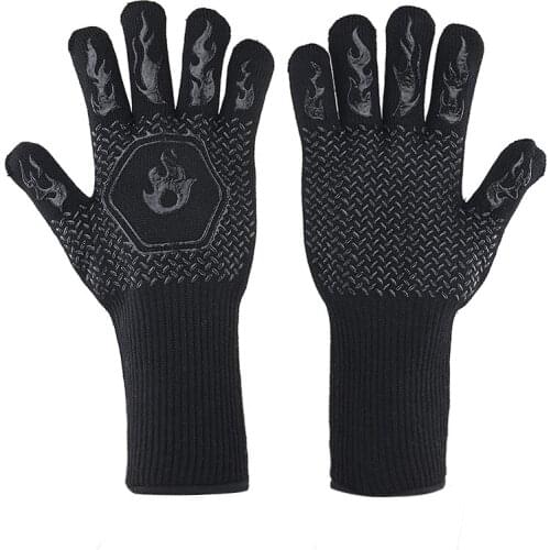 Fireproof Heat Resistant Gloves Outdoor BBQ Oven Grilling Cooking Mitts Kitchen Barbecue Protection Supplies