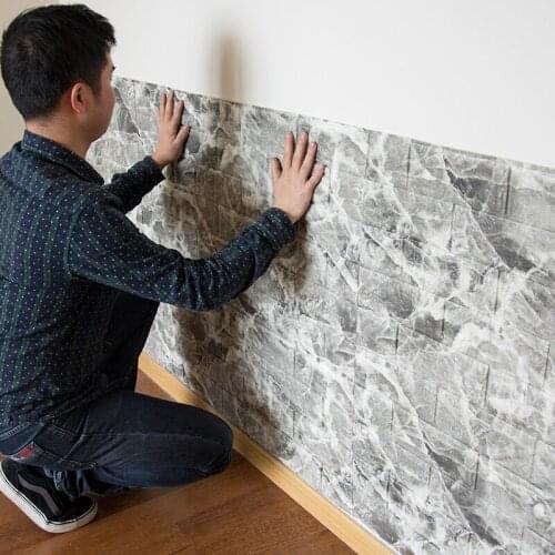 Self-adhesive wallpaper foam marble pattern waterproof background wall brick pattern wallpaper 3D three-dimensional