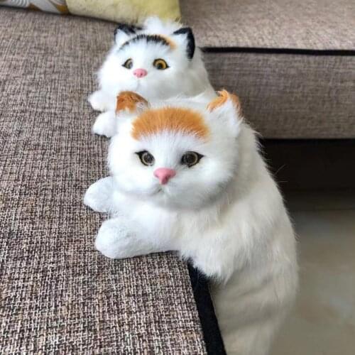 Cute Plush Simulation Cat Ornaments Figurine Home Desk TV Hanging Toy Home Decor Doll Gift