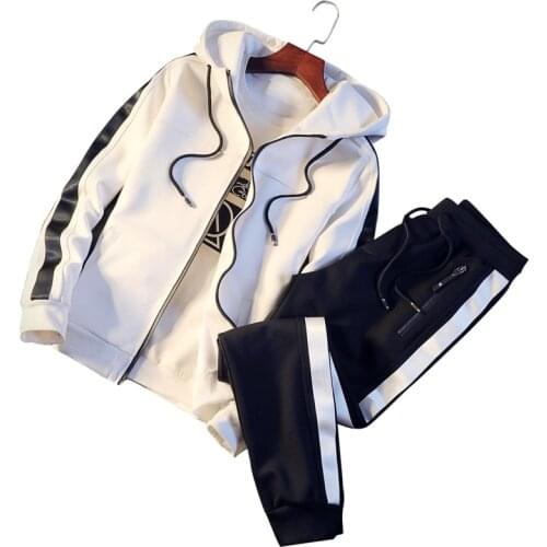 Mens Sets Fashion Sportswear Tracksuits Sets Mens Cardigan Hoodies+Pants Casual Outwear Suits Chandal Hombre Completo