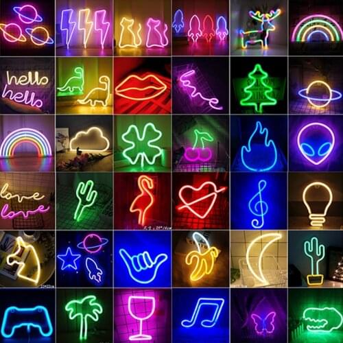 2021 NEW LED Neon Light Sign Wall Art Hanging Night Lamp Xmas Birthday Gift Wedding Party Game Room Desk Lighting Home Decor