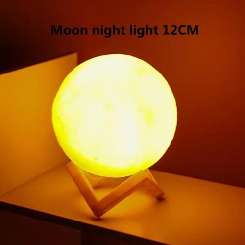 LED Night Light Moon Lamp 8CM/12CM 3D Print Creative Star Battery Powered With Stand Gentle lighting Home Decorion Children Gift