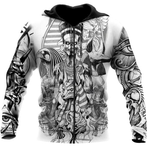 God of Egypt Tattoo 3D All Print Plus Hoodie Man Women Harajuku Outwear Zipper Pullover Sweatshirt Casual Unisex Jacket