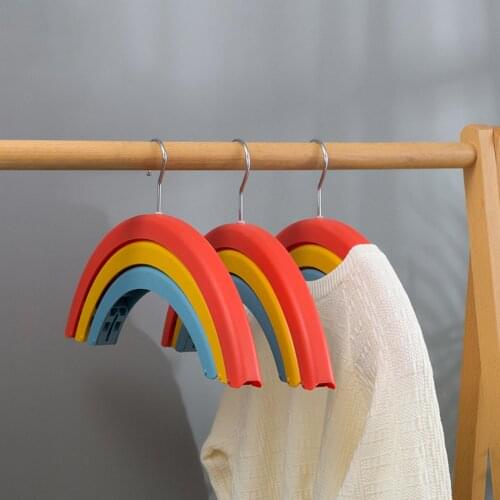 2Pcs Hanging Holder Three-Layer Multifunctional Plastic Rainbow Rotating Clothes Hangers for Bedroom