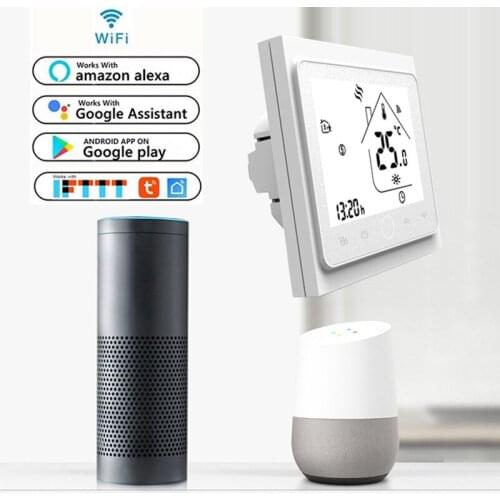 WiFi Thermostat Temperature Controller for Water/Electric floor Heating Water/Gas Boiler Works with Alexa Google THP1002