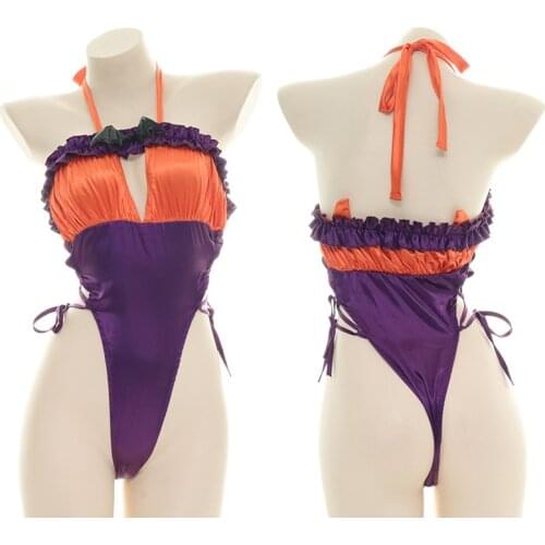 Japanese Sukumizu Women High split Bandage Bodysuit Devil Anime Cosplay Sexy Open chest Swimsuit Bathing Suit Halloween Party