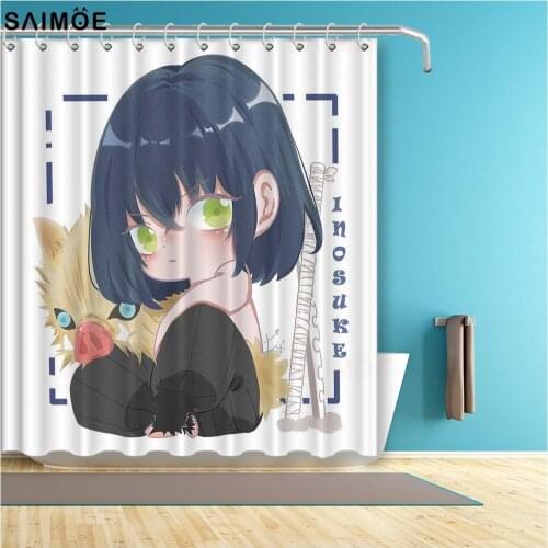 Fashion Kimetsu No Yaiba Pattern Shower Curtain Lovely Girl Waterproof Polyester For Bathroom Curtain Bathing Cover Shower