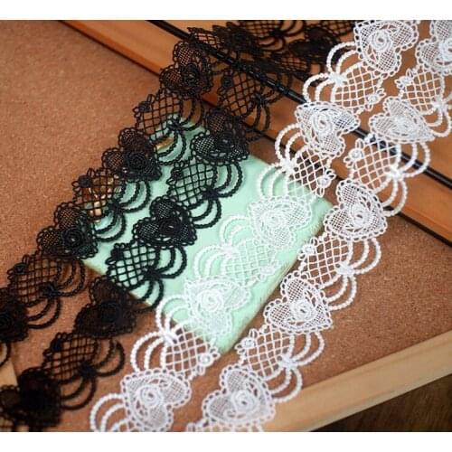 1Meter Hearts Hollwed Water Soluble Lace Trim white black DIY Handmade clothes Dress necklace Trims Dress Sewing Supplies Crafts