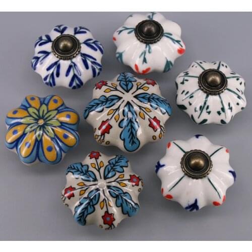 1x Kids room Drawer Knob Handle Colorful Pumpkin style Dresser Pull Ceramic Kitchen Cabinet Handle Knob Furniture Hardware