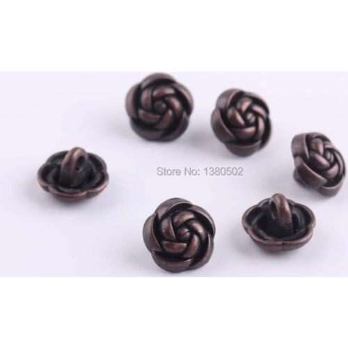 20PCS/lot Antique Design Copper Color Flower Shape 10mm Decorative Metal Buttons sewing Accessories