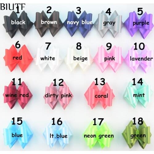 30pcs/lot Fashion 3.6" Satin Hard PVC Bow Hairpin Girl Hair Clip DIY Boutique 24 Color U PICK H0255