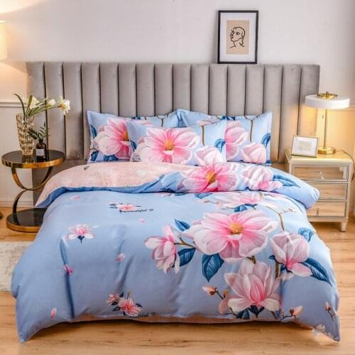 4pcs Bedding Set Luxury Floral Printed Comforter Set Bed Sheet Bedspread Bed Cover Quilt Cover Pillowcase King Queen Twin Size