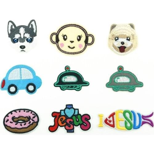 50pcs/Lot Animal Fish Car Embroidery Patches Letters Clothing Decoration Accessories Diy Iron Heat Transfer Applique Applique