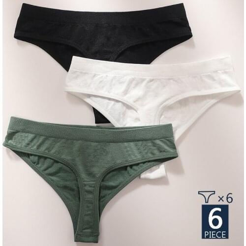 6PCS/Set Women Panties Low Waist Underwear Female Panties Solid Color Underpants Sexy Lingerie Pantys for Woman Briefs Intimates