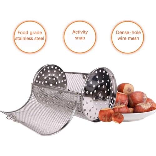 Drum Grilled Cage Oven Roaster Basket Baking Rotary Coffee Bean Peanut BBQ Rotating Stainless Steel 8 Inch Grill Bakeware