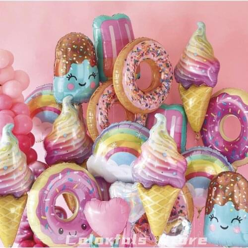 32Inch Donut Digital Foil Balloon Fruit Ice Cream Helium Balloon Birthday Party Decoration Kids Toy Sweet Digital Balloon Qualit