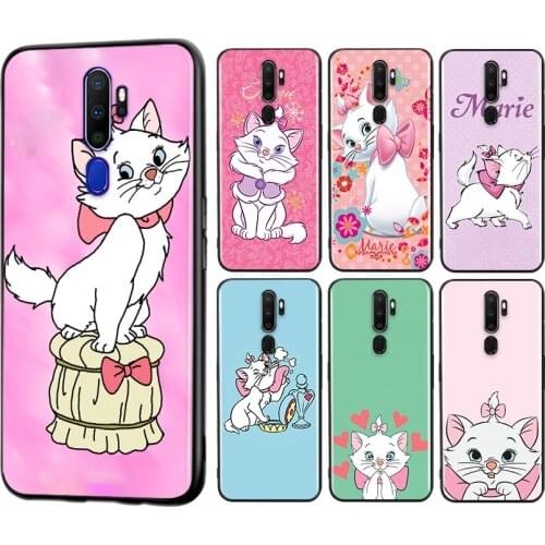 Disney cute Marie Cat for OPPO A11 X A9 A94 A93 A72 A73 A53 S A32 A31 A52 A92 A72 A12E A1K A12 A5 AX7 2020 Black Phone Case