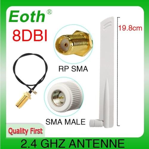 2.4Ghz antenna Wifi 8dbi SMA Male connector white 2.4 ghz antena 2.4G Omni-Directional Router Antenna +21cm Pigtail Cable