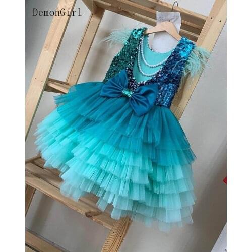 Kids Baby Girls Sequin Tiered Tulle Tutu Dress Girls Toddler Princess Party Patchwork Ruffle Formal Dresses Kids Clothes