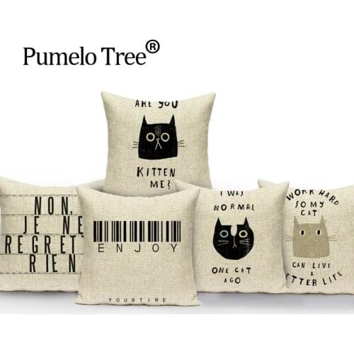 Cartoon Hot Decorative Seat Car Linen Home Colorful Square Soft Cushion Cover Cats Cute Fresh Pure Simple Fashion Suit Almohada