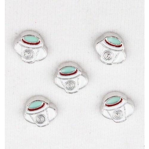 Coffee Cup Floating Charms Enamel Living Locket Charms For Floating Lockets 20pcs