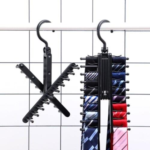 Creative 360 Degree Rotating Tie Rack Closet Organizer Neck Ties Necktie Belt Scarves Storage Necktie Non-slip Holder Hanger
