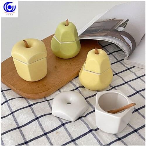 Matte fruit seasoning can salt cans with cover ceramic set dressing box home kitchen