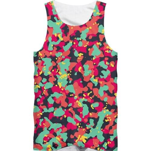 IFPD EU/US Size Tank Top Red Green Camouflage 3D Printed Men Camo Vest Casual Military Colorful Plus Size Sleeveless Shirts