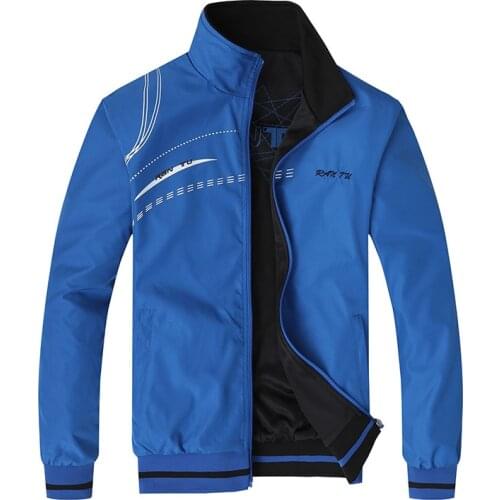 Mens Jacket New Spring Autumn Sports Clothes Stand Collar Sportswear Double Side Wear Coats Male Tracksuit Plus Size 5XL 6XL